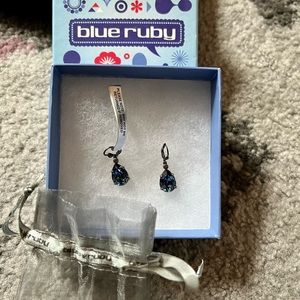 Blue Ruby blue crystal tear drop earrings